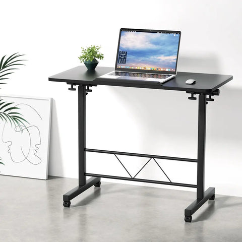 Artiss Laptop Desk Table Height Adjustable Wooden Bed Side Tables 80CM Black Chez Guru