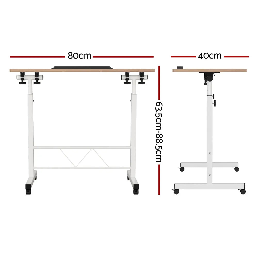 Artiss Laptop Desk Table Adjustable 80CM Light Wood Chez Guru