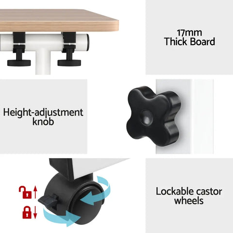 Artiss Laptop Desk Table Adjustable 80CM Light Wood Chez Guru