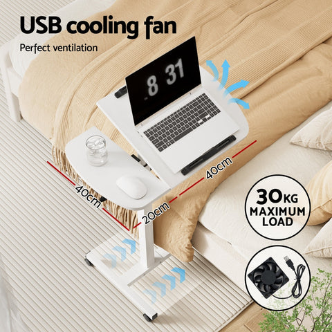 Artiss Laptop Desk Table Fan Cooling White 60CM Chez Guru