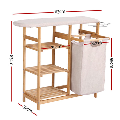 Artiss Laundry Basket Hamper with Ironing Board Bamboo