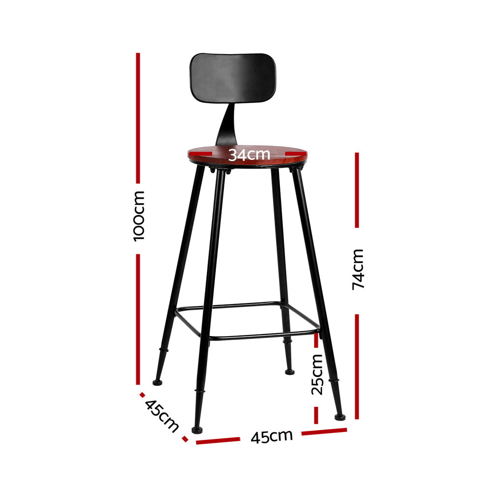 Artiss 2x Bar Stools Vintage Metal Chairs Chez Guru