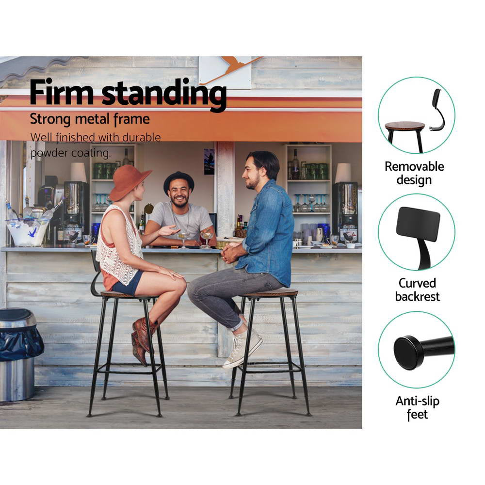 Artiss 2x Bar Stools Vintage Metal Chairs Chez Guru
