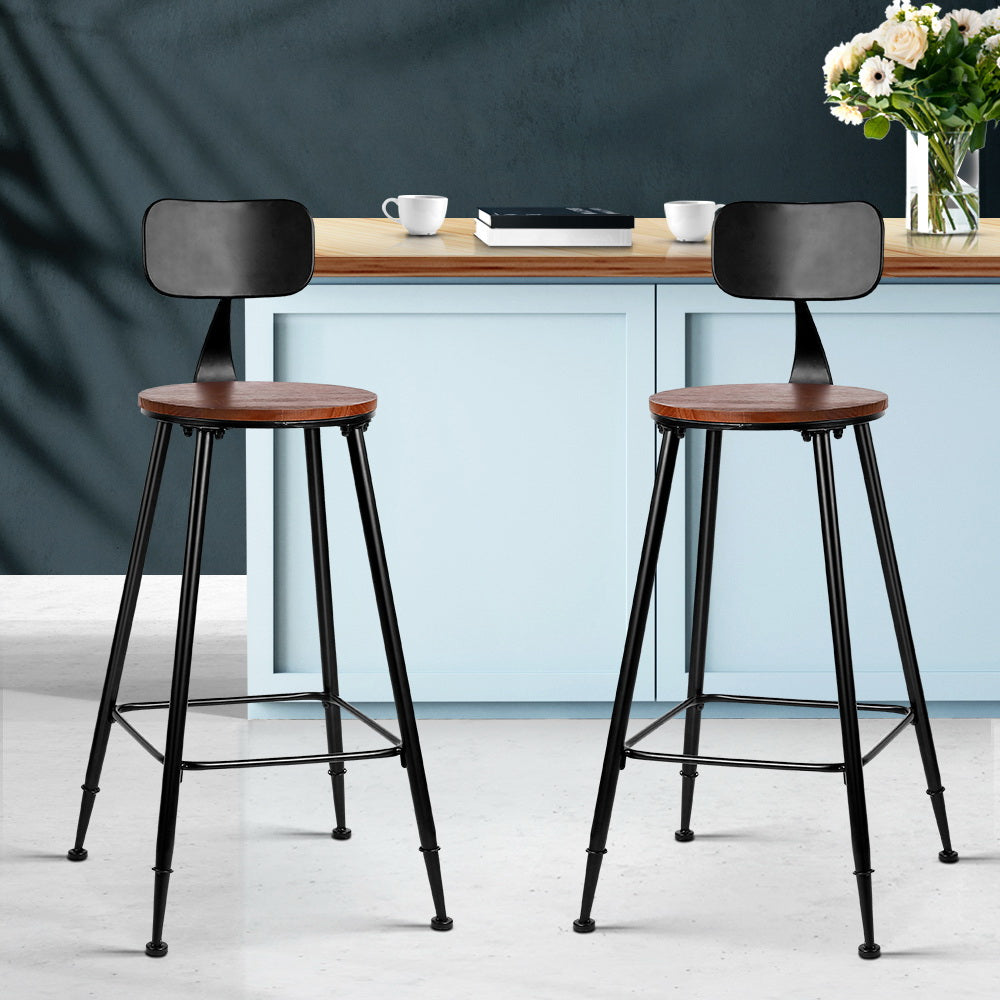 Artiss 2x Bar Stools Vintage Metal Chairs Chez Guru