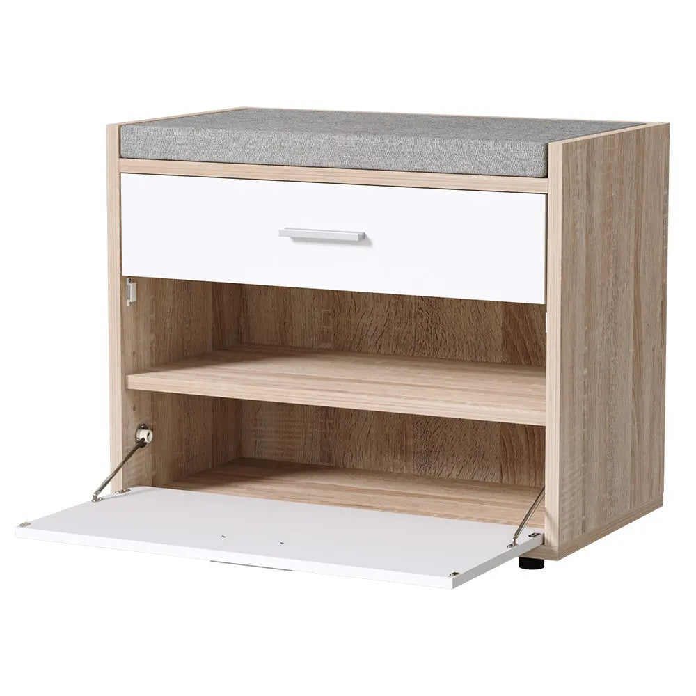 Artiss Shoe Rack Cabinet Bench 8 Pairs White Niva Chez Guru