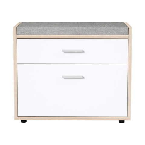 Artiss Shoe Rack Cabinet Bench 8 Pairs White Niva Chez Guru