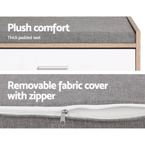 Artiss Shoe Rack Cabinet Bench 8 Pairs White Niva Chez Guru