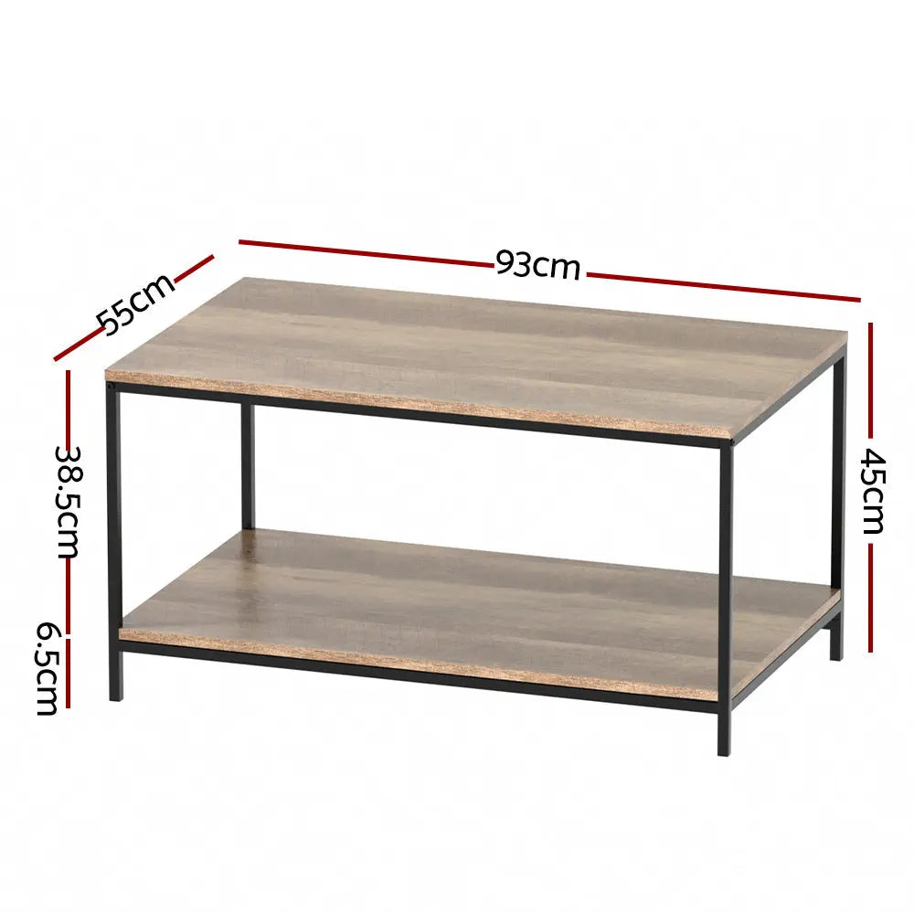 Artiss Coffee Table Rectangular 93CM Walnut Olin - Chez Guru