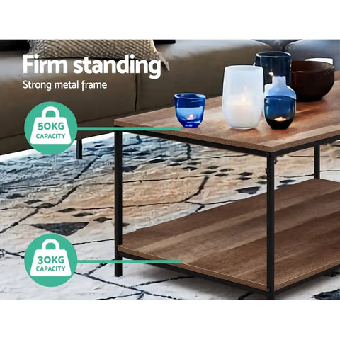 Artiss Coffee Table Rectangular 93CM Walnut Olin - Chez Guru