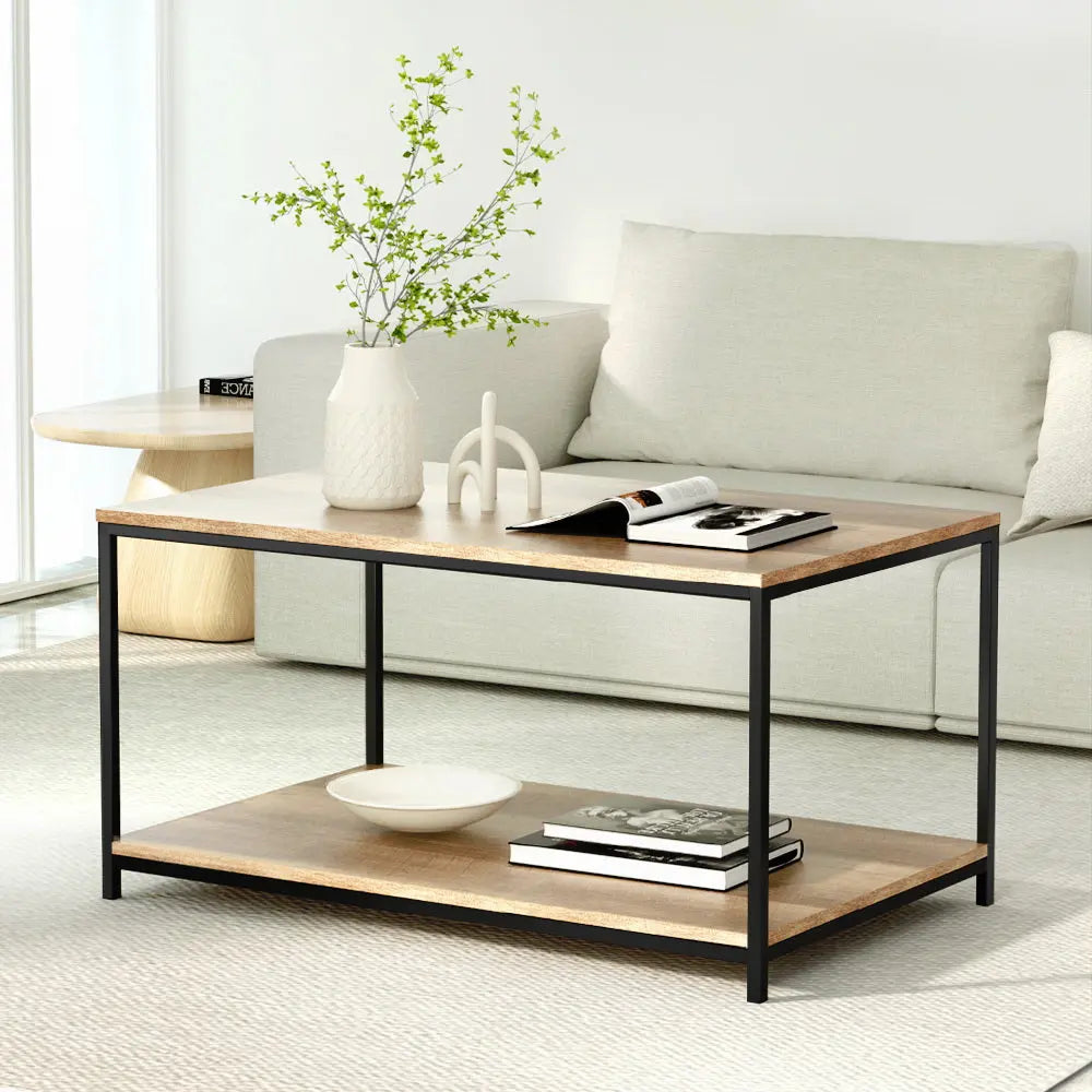 Artiss Coffee Table Rectangular 93CM Walnut Olin - Chez Guru