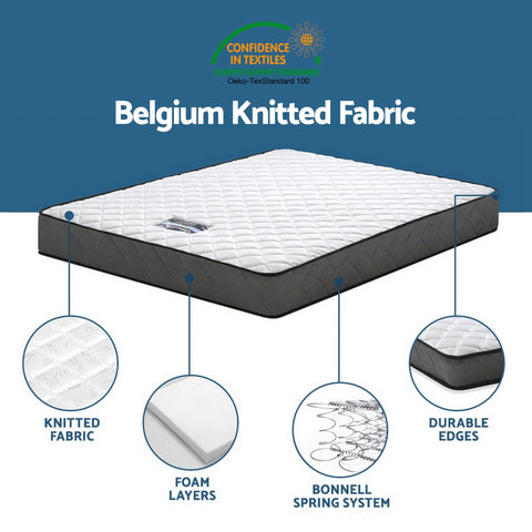 Giselle Single Mattress and Artiss Bed Frame Set White Solid Pine with 16cm Mattress