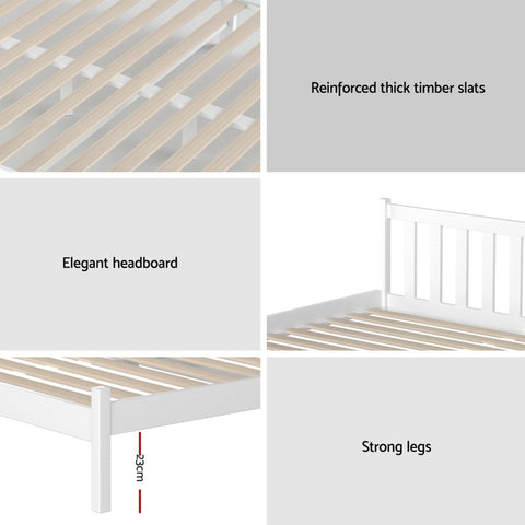 Giselle Single Mattress and Artiss Bed Frame Set White Solid Pine with 16cm Mattress