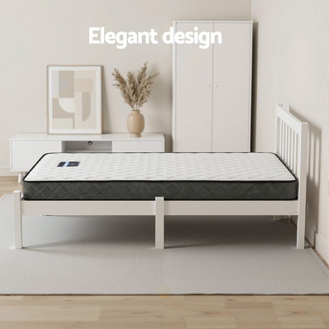 Giselle Single Mattress and Artiss Bed Frame Set White Solid Pine with 16cm Mattress