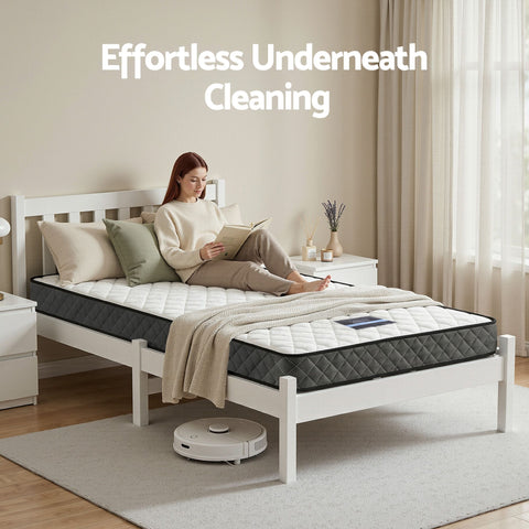 Giselle Single Mattress and Artiss Bed Frame Set White Solid Pine with 16cm Mattress