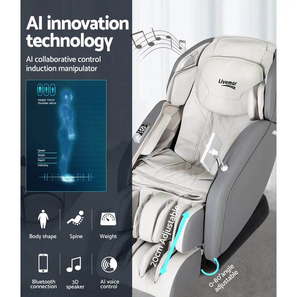 Livemor 4D Massage Chair Electric Recliner Home Massager Gary - Chez Guru