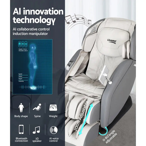 Livemor 4D Massage Chair Electric Recliner Home Massager Gary - Chez Guru