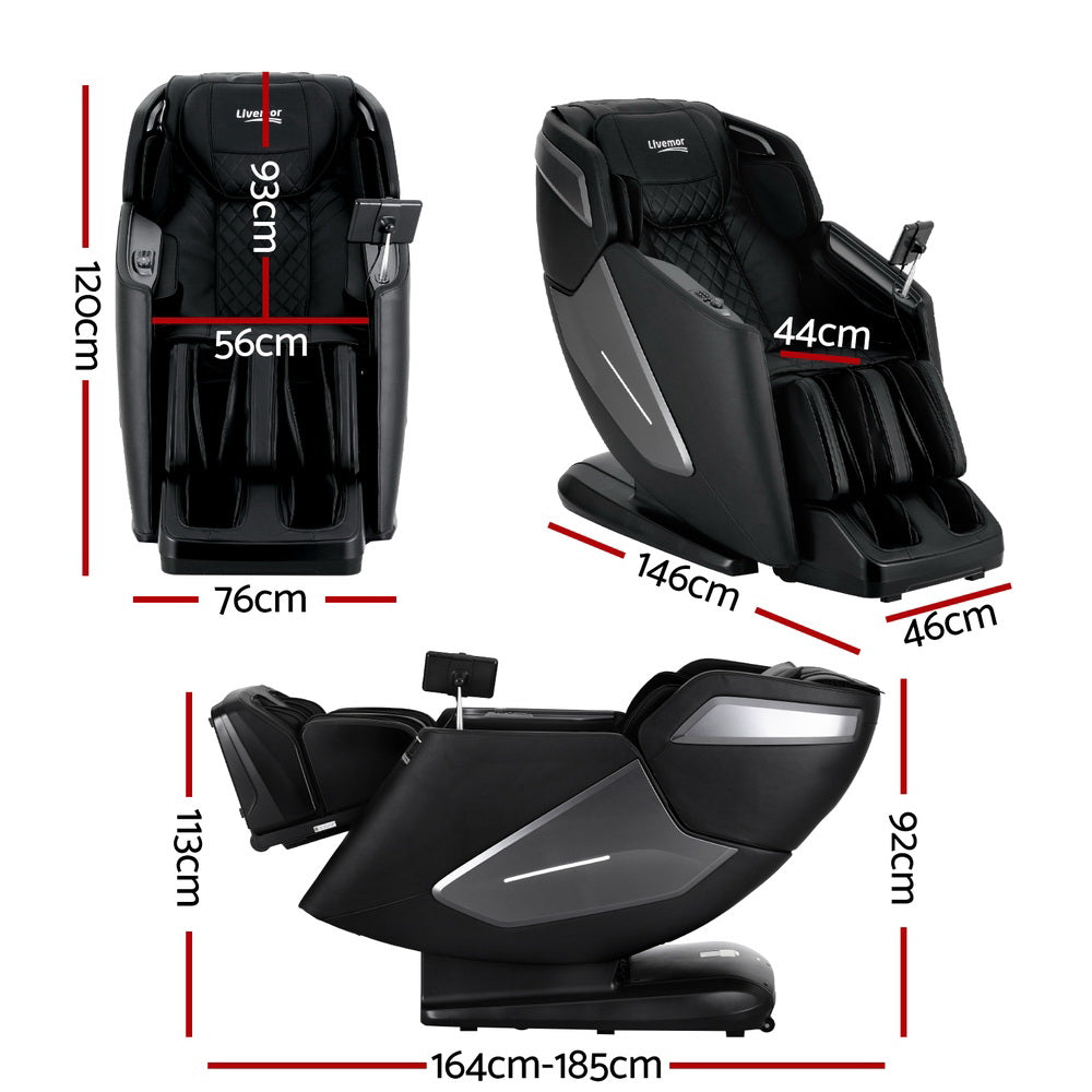 Livemor 4D Massage Chair Electric Recliner Home Massager Black Chez Guru