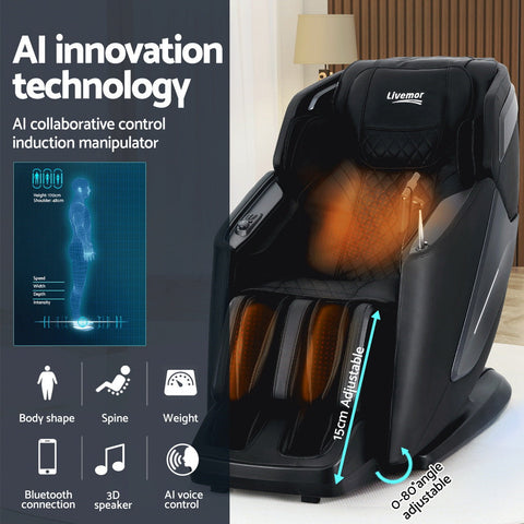 Livemor 4D Massage Chair Electric Recliner Home Massager Black Chez Guru