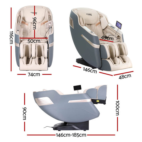 Livemor 4D Massage Chair Electric Recliner Home Massager Gray Sina Chez Guru