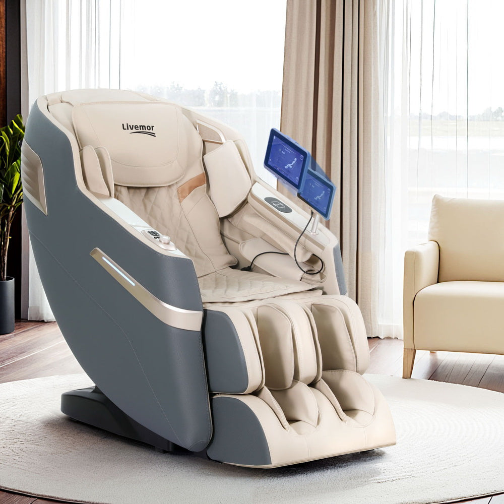 Livemor 4D Massage Chair Electric Recliner Home Massager Gray Sina Chez Guru