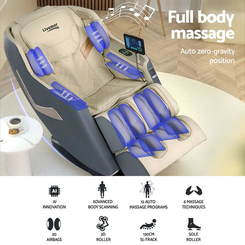 Livemor Massage Chair Electric Recliner Home Massager 3D Opal - Chez Guru