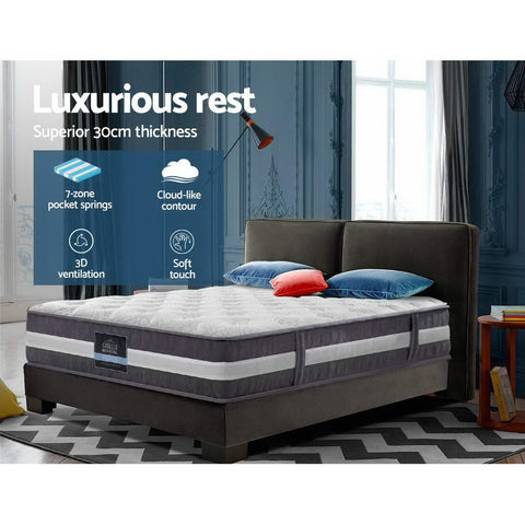 Giselle Bedding 30cm Mattress Pocket Spring King Chez Guru