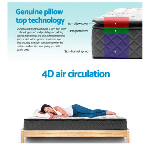 Giselle Bedding 24cm Mattress Pillow Top Double Chez Guru