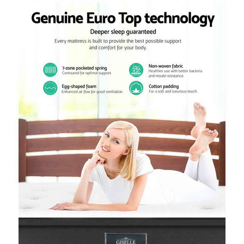 Giselle Bedding 34cm Mattress Euro Top Queen Chez Guru