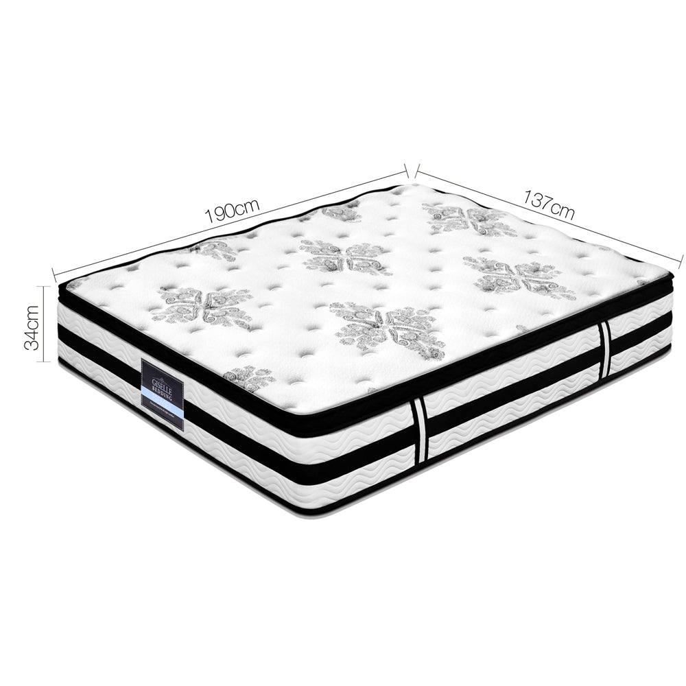 Giselle Bedding 34cm Mattress Euro Top Pocket Spring Double Chez Guru