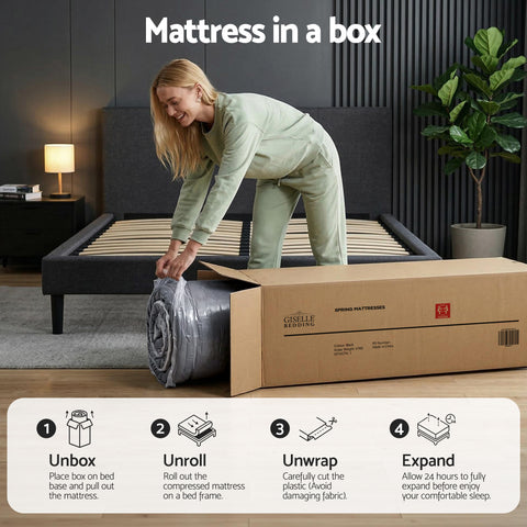 Giselle Bedding 34cm Queen Mattress Hybrid, Pocket Spring Bed Mattress