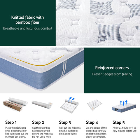 25cm Giselle Mattress King Single Bed Pocket Spring Mattresses