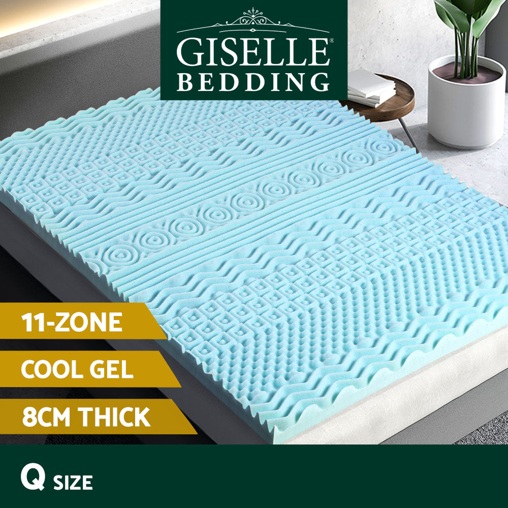 Giselle Bedding Memory Foam Mattress Topper 11-Zone 8cm Queen Chez Guru
