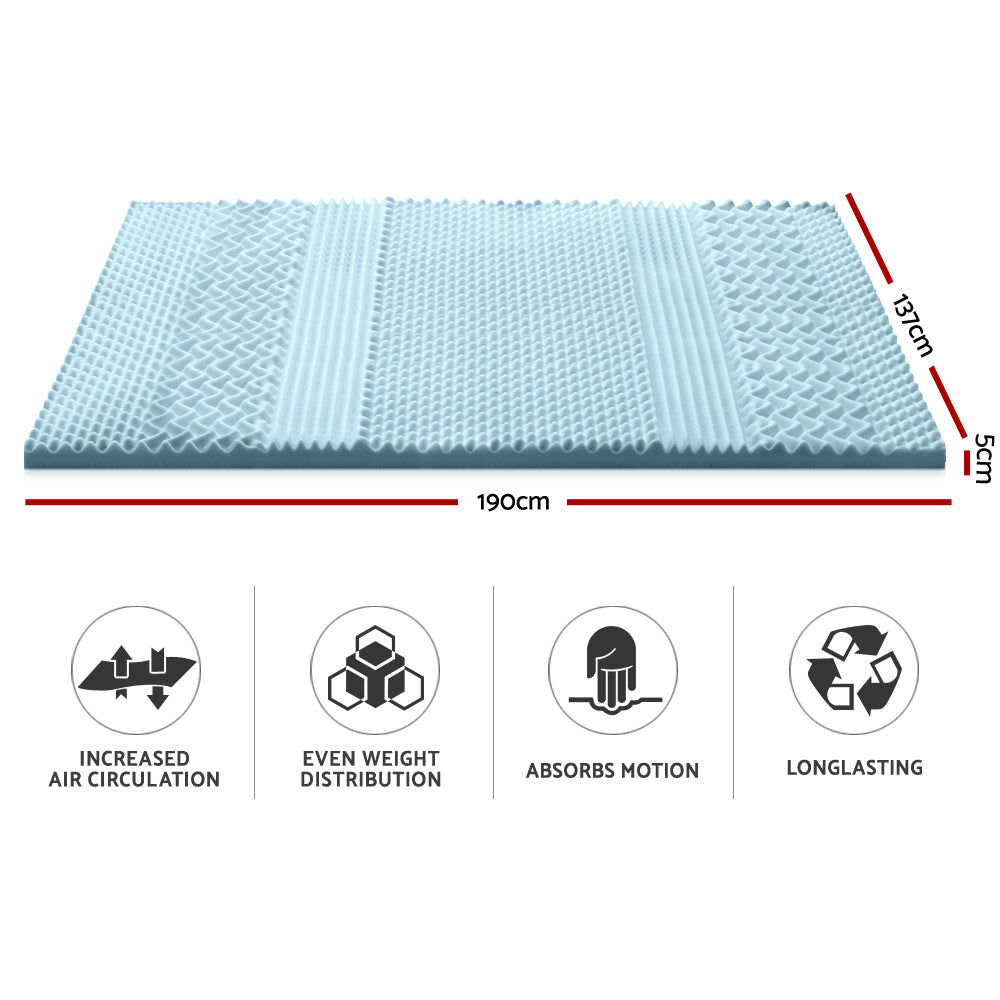 Giselle Bedding Memory Foam Mattress Topper 7-Zone 5cm Double Chez Guru