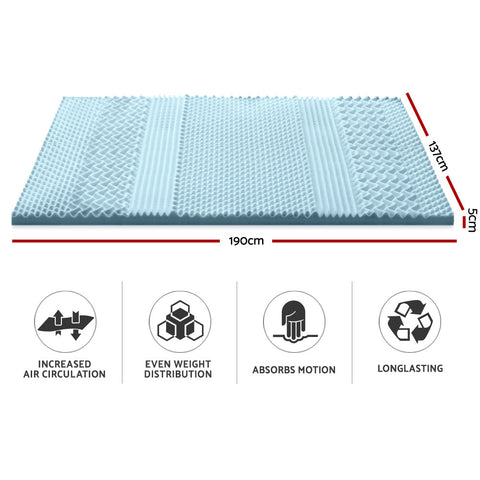 Giselle Bedding Memory Foam Mattress Topper 7-Zone 5cm Double Chez Guru