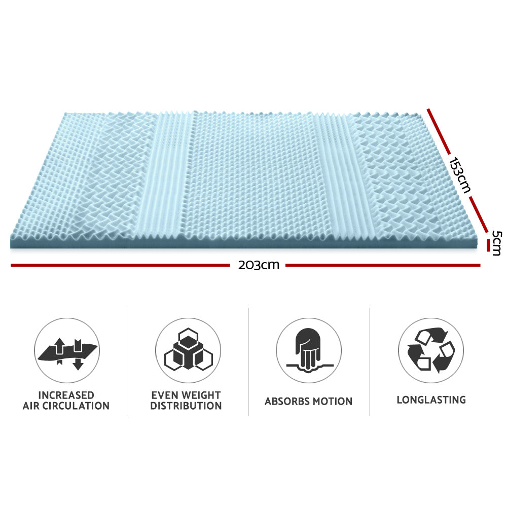 Giselle Bedding Memory Foam Mattress Topper 7-Zone 5cm Queen Chez Guru