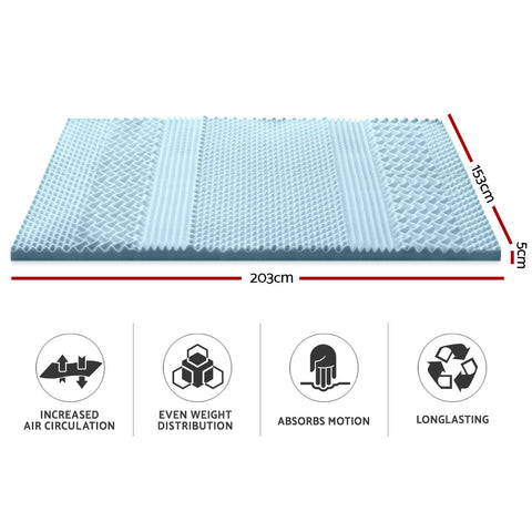 Giselle Bedding Memory Foam Mattress Topper 7-Zone 5cm Queen Chez Guru