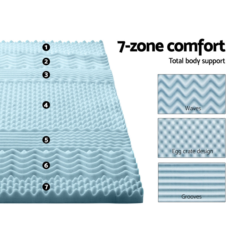 Giselle Bedding Memory Foam Mattress Topper 7-Zone 5cm Single Chez Guru