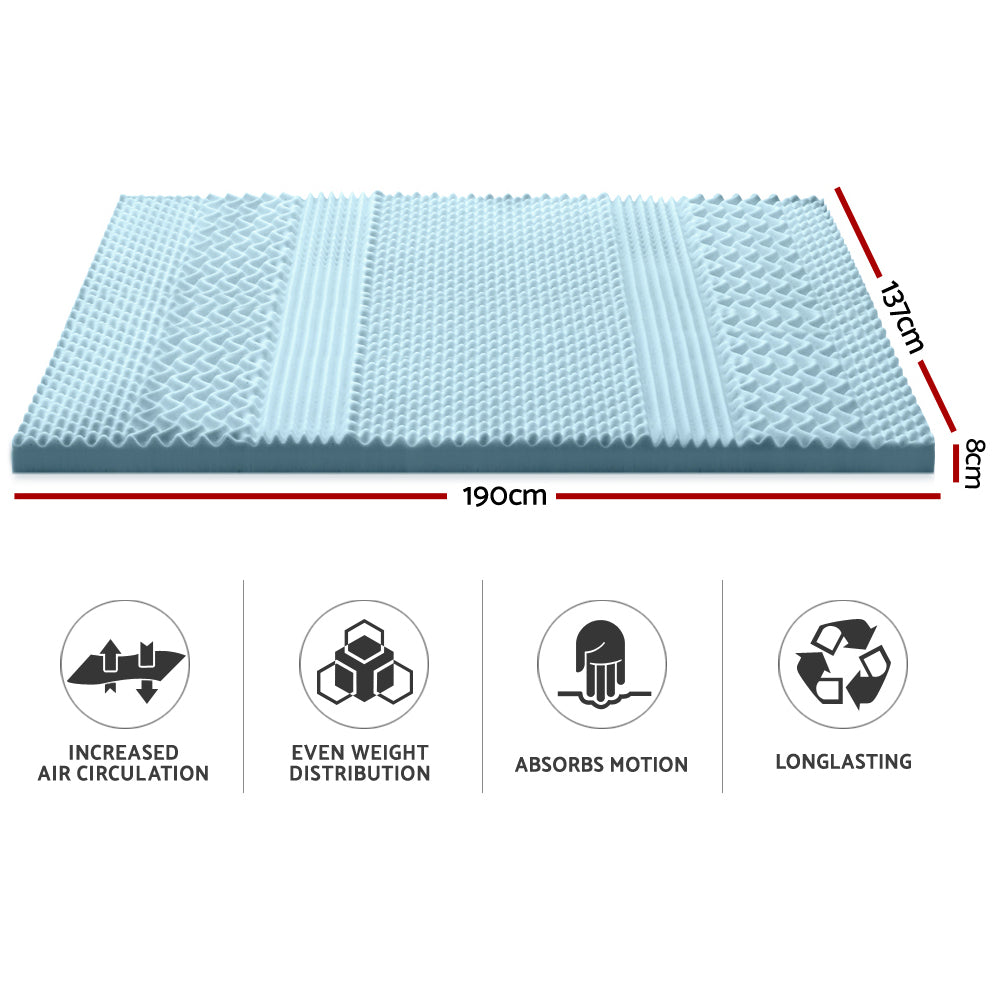 Giselle Bedding Memory Foam Mattress Topper 7-Zone 8cm Double Chez Guru