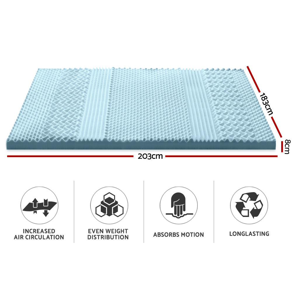 Giselle Bedding Memory Foam Mattress Topper 7-Zone 8cm King Chez Guru