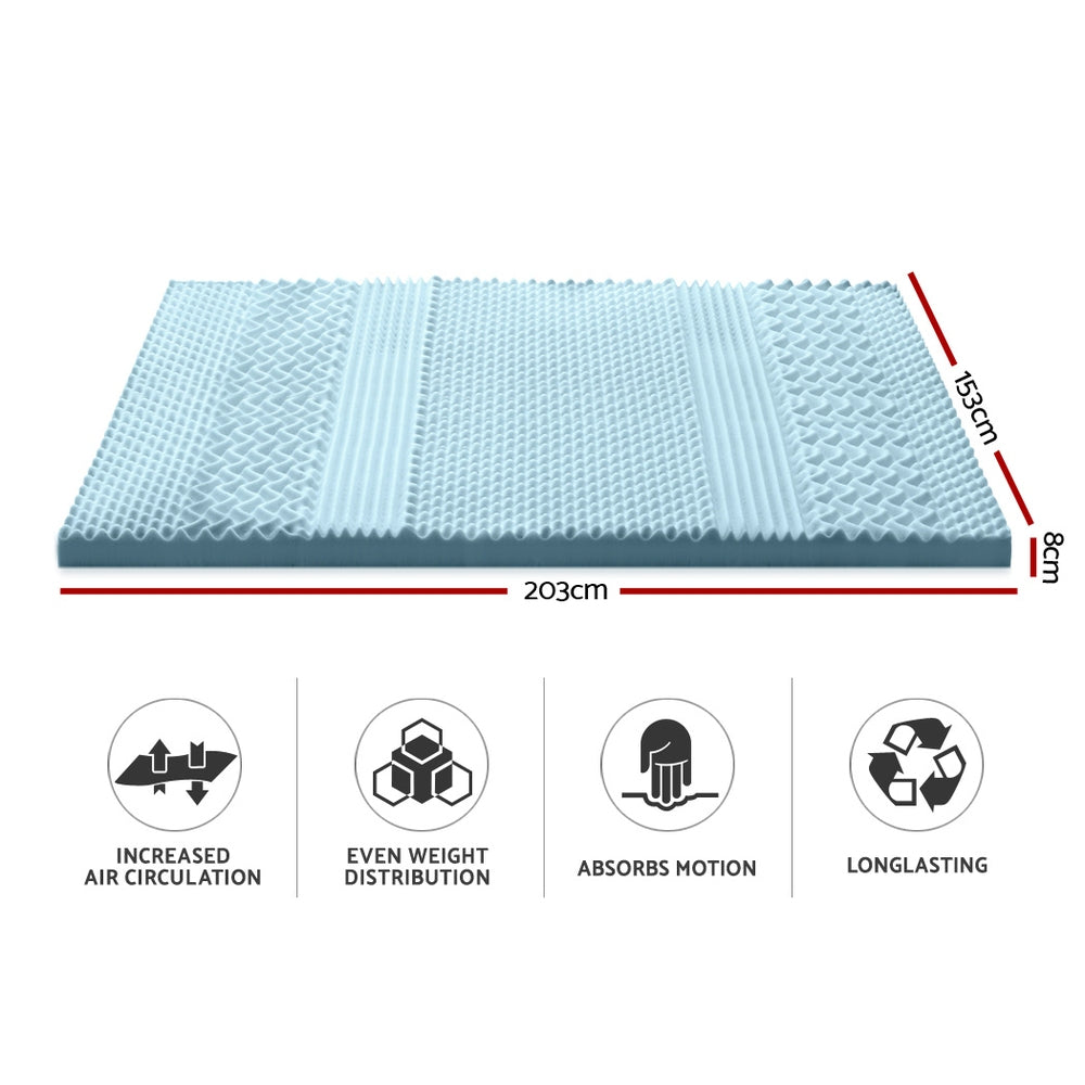 Giselle Bedding Memory Foam Mattress Topper 7-Zone 8cm Queen Chez Guru