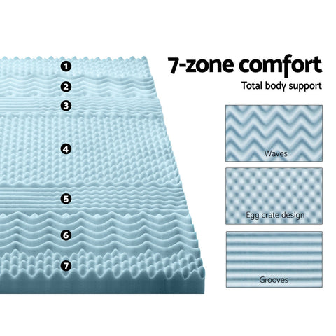 Giselle Bedding Memory Foam Mattress Topper 7-Zone 8cm Queen Chez Guru