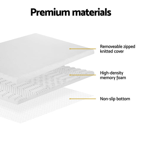 Giselle Bedding Memory Foam Mattress Topper 7-Zone Airflow Pad 8cm King White Chez Guru