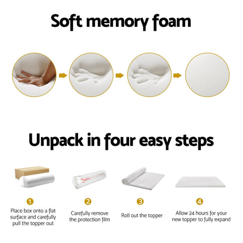 Giselle Bedding Memory Foam Mattress Topper 7-Zone Airflow Pad 8cm King White Chez Guru