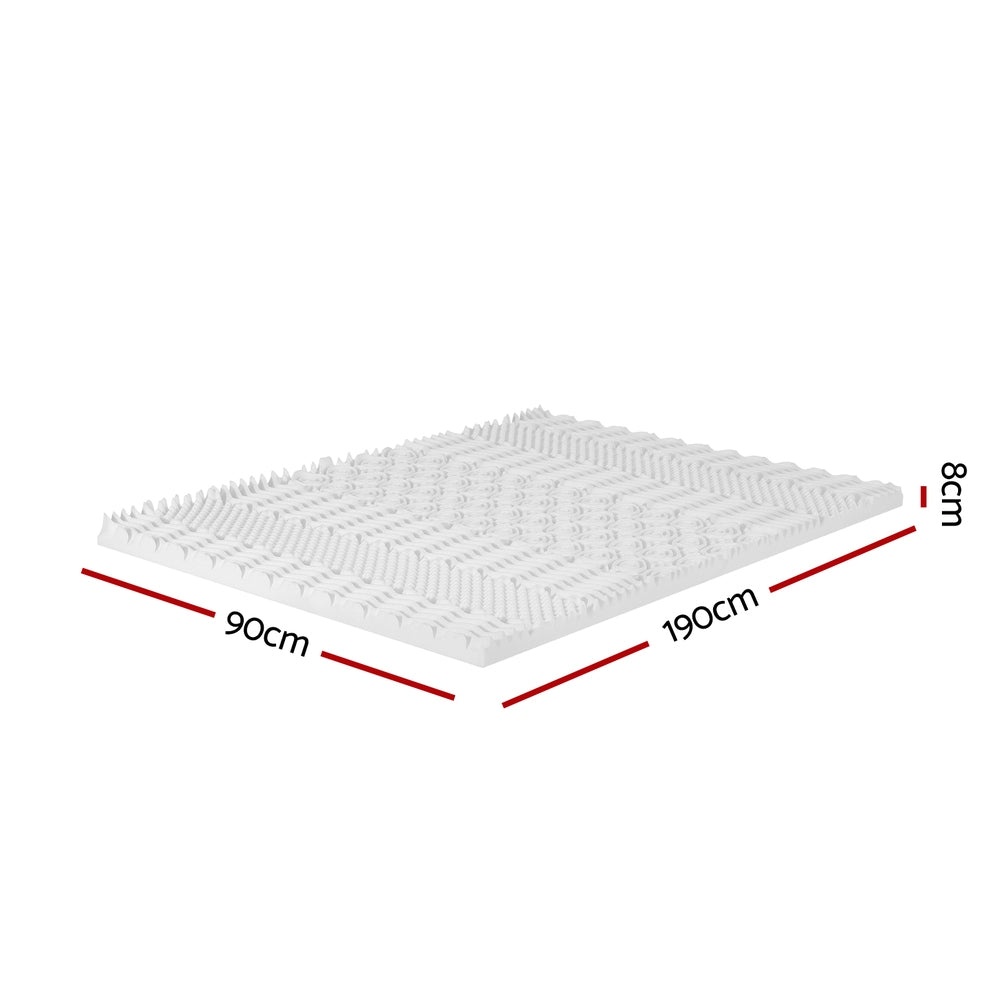 Giselle Bedding Memory Foam Mattress Topper 7-Zone Airflow Pad 8cm Single White Chez Guru