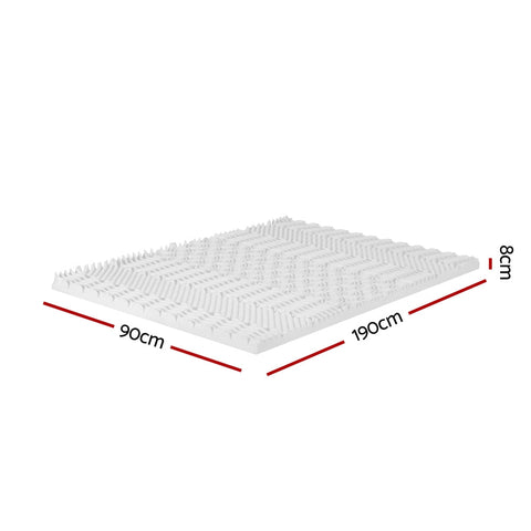 Giselle Bedding Memory Foam Mattress Topper 7-Zone Airflow Pad 8cm Single White Chez Guru