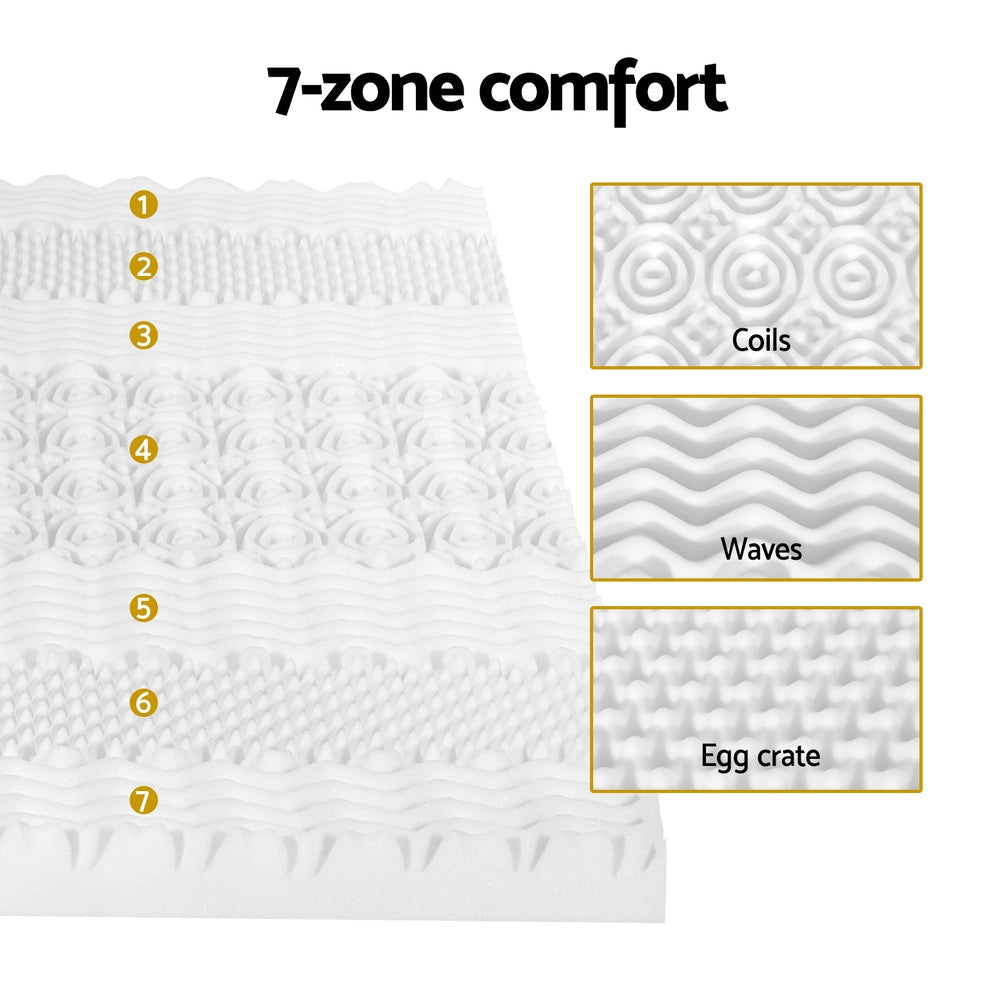 Giselle Bedding Memory Foam Mattress Topper 7-Zone Airflow Pad 8cm Single White Chez Guru