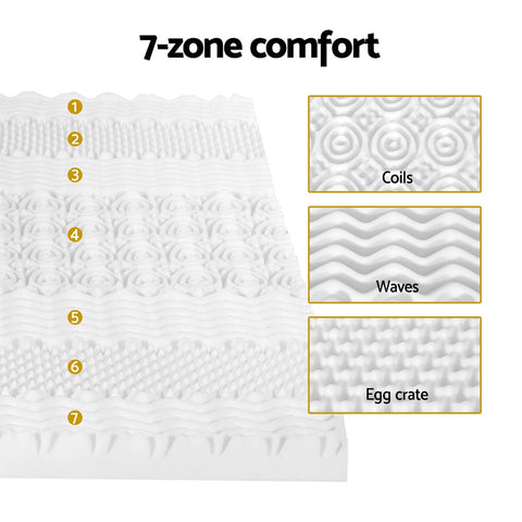 Giselle Bedding Memory Foam Mattress Topper 7-Zone Airflow Pad 8cm Single White Chez Guru