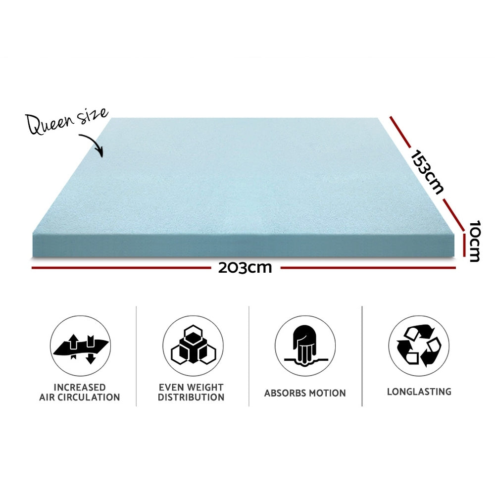 Giselle Bedding Memory Foam Mattress Topper Cool Gel 10cm Queen Chez Guru