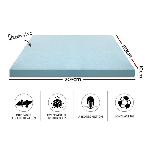 Giselle Bedding Memory Foam Mattress Topper Cool Gel 10cm Queen Chez Guru