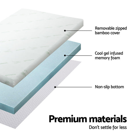 Giselle Bedding Memory Foam Mattress Topper Cool Gel Bed Mat Bamboo 10cm Single Chez Guru